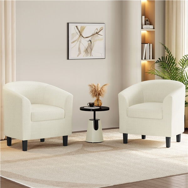 Yaheetech Corduroy Barrel Chairs Set of 2