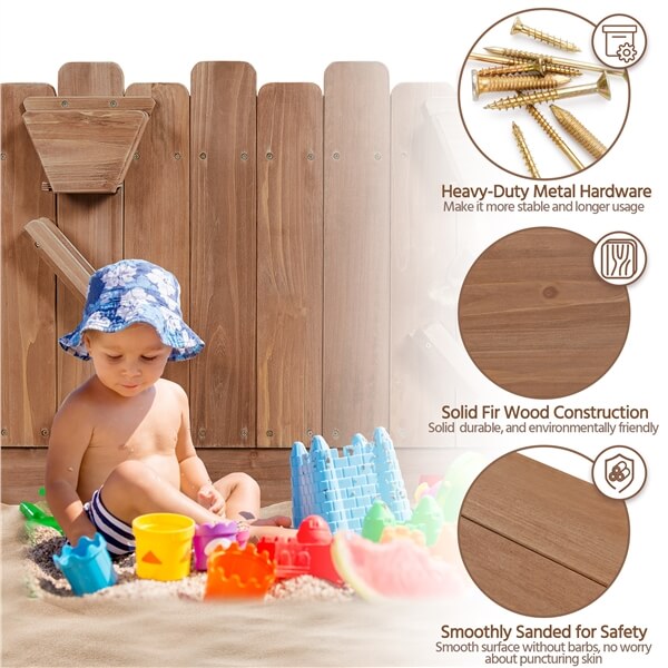 Yaheetech 53× 44.5in Wood Sand Box for Kids Ages 3-8