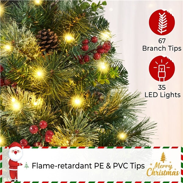 Yaheetech 2Pcs Pre-lit Mini Christmas Trees