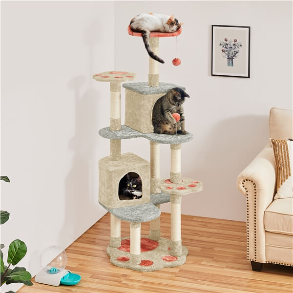 Yaheetech Cat Paw Shaped Play Tower With Heart Shaped Platform yaheetech-cat-paw-shaped-play-tower-with-heart-shaped-platform