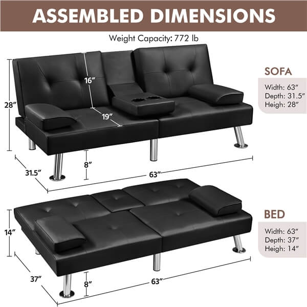 Yaheetech Convertible Sofa Bed