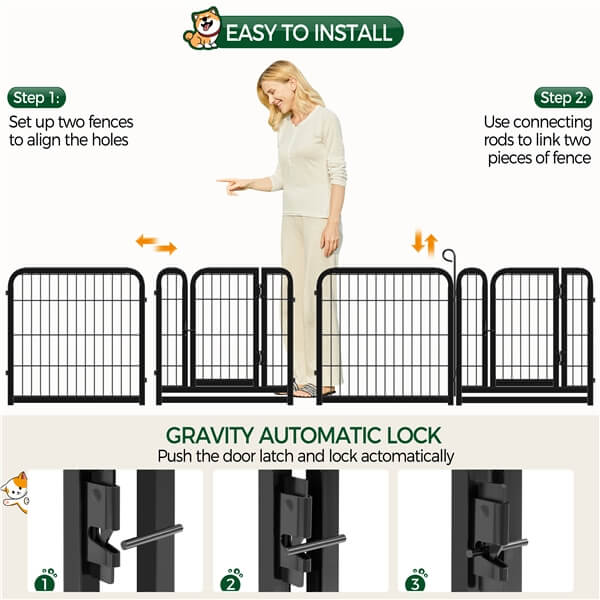 Yaheetech 24 inch 8 Panels Dog Pen Indoor Heavy Duty Puppy Exercise Pen
