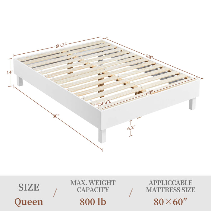 Yaheetech wooden bed frame, white 
