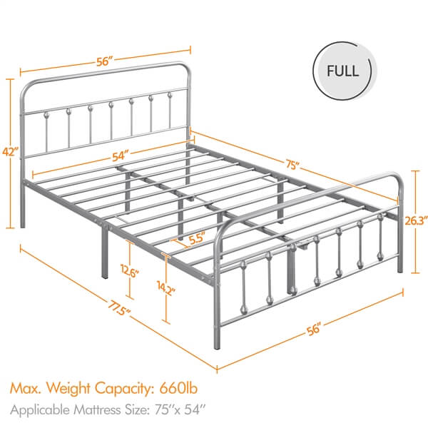 king size metal bed frame with headboard