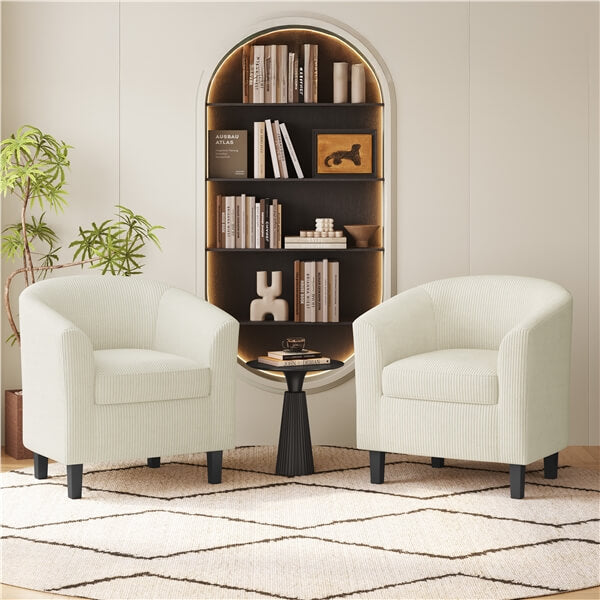 Yaheetech Corduroy Barrel Chairs Set of 2
