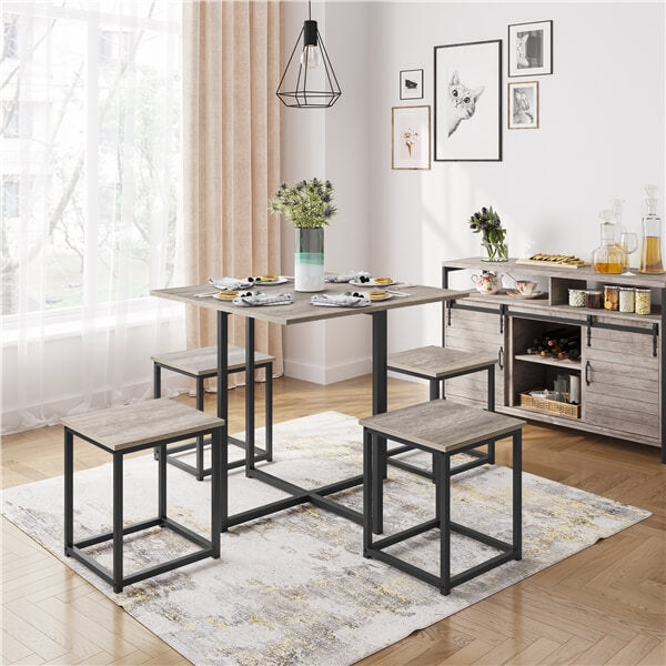 Yaheetech Dining Table Set for 4 Industrial Kitchen Table with 4 Chairs