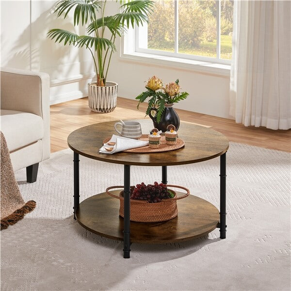 Yaheetech Round Coffee Table with Storage Shelf — yaheetech.shop