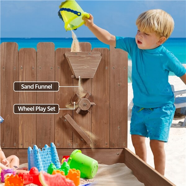 Yaheetech 53× 44.5in Wood Sand Box for Kids Ages 3-8