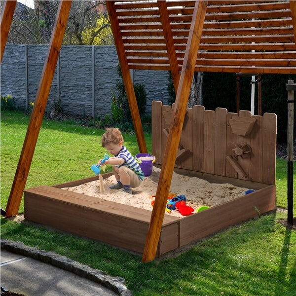 Yaheetech 53× 44.5in Wood Sand Box for Kids Ages 3-8