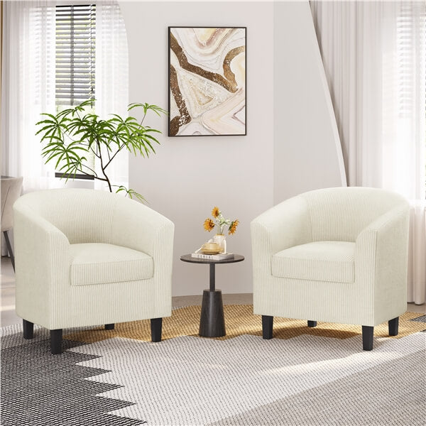 Yaheetech Corduroy Barrel Chairs Set of 2