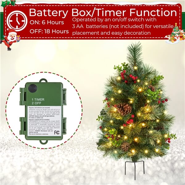 Yaheetech 2Pcs Pre-lit Mini Christmas Trees