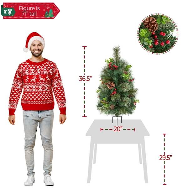 Yaheetech 2Pcs Pre-lit Mini Christmas Trees