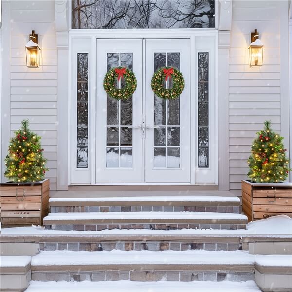 Yaheetech 2Pcs Pre-lit Mini Christmas Trees