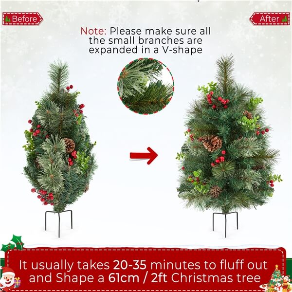 Yaheetech 2Pcs Pre-lit Mini Christmas Trees