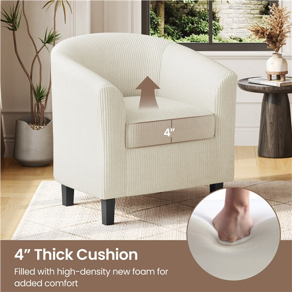 Yaheetech Corduroy Barrel Chairs Set of 2