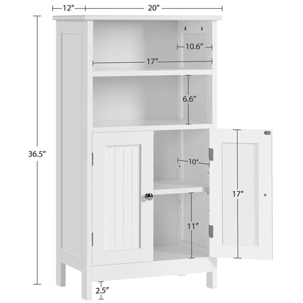 Yaheetech Free Standing Cabinet with Double Door and Adjustable Shelf
