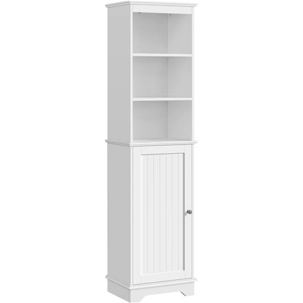 Yaheetech Tall Slim Storage Cabinet with 3 Shelves & Door