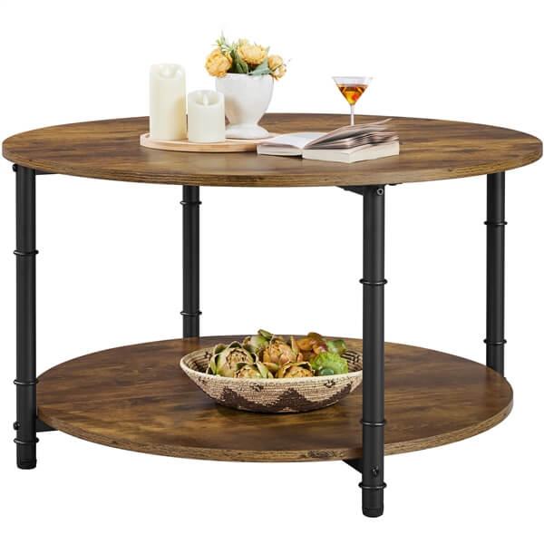 Yaheetech Round Coffee Table with Storage Shelf — yaheetech.shop