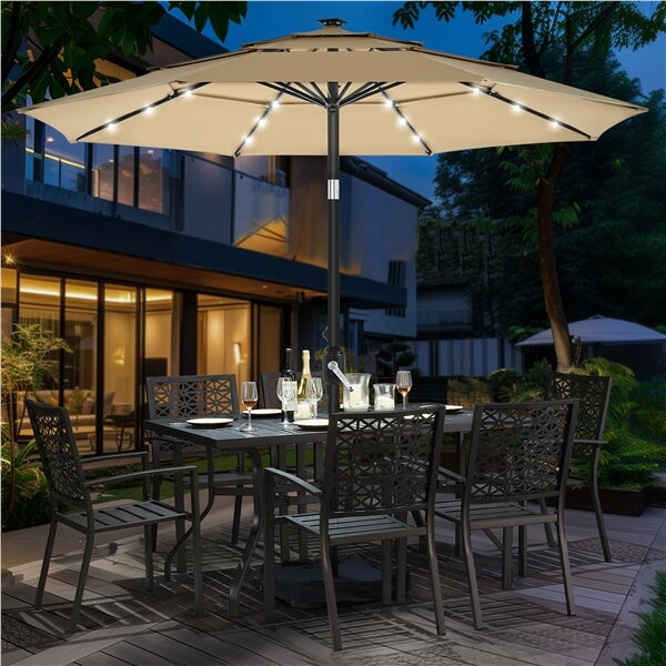 Yaheetech 10ft 3-Tier Vented Solar Patio Umbrella