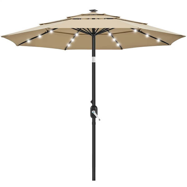 Yaheetech 10ft 3-Tier Vented Solar Patio Umbrella