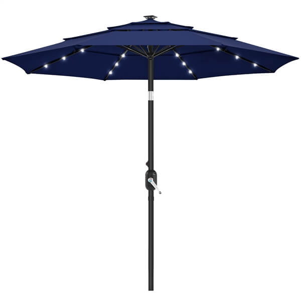 Yaheetech 10ft 3-Tier Vented Solar Patio Umbrella