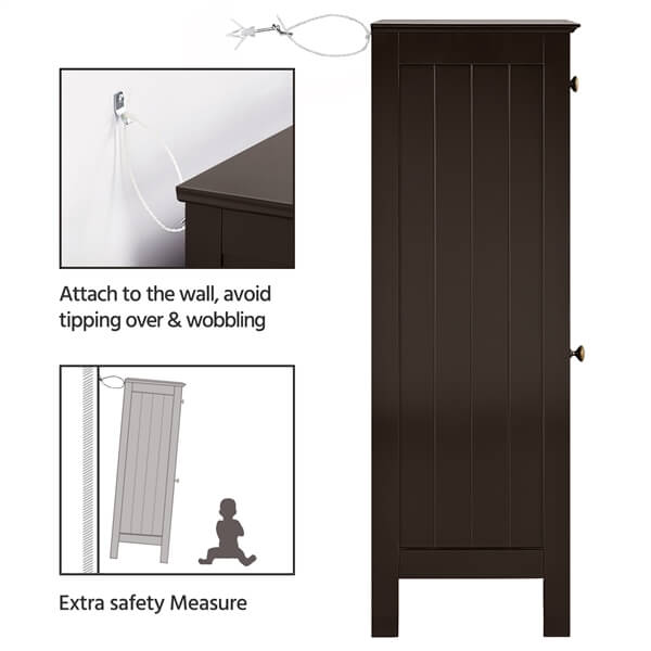 Yaheetech Wooden Free-Standing Storage Organizer Unit with Drawer and Door Cabinet