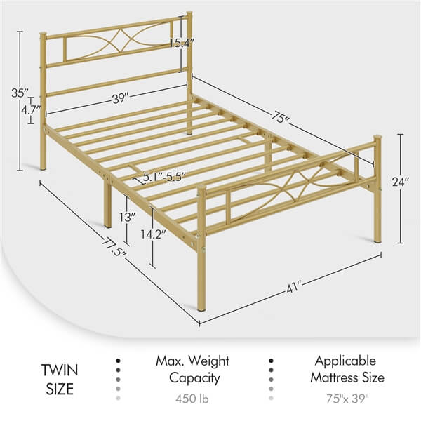Yaheetech Twin Metal Bed Frame