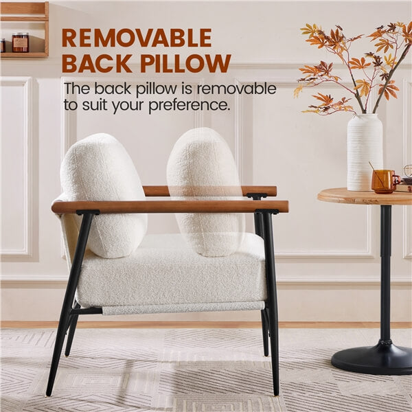 Yaheetech Boucle Fabric Lounge Chair with Metal Frame