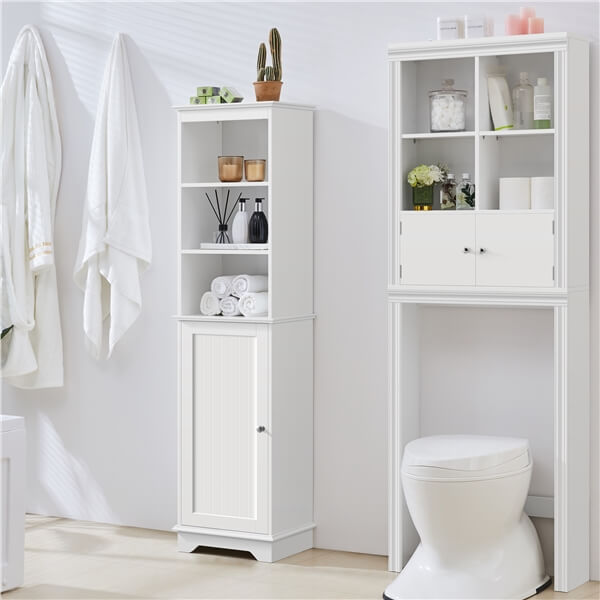 Yaheetech Tall Slim Storage Cabinet with 3 Shelves & Door
