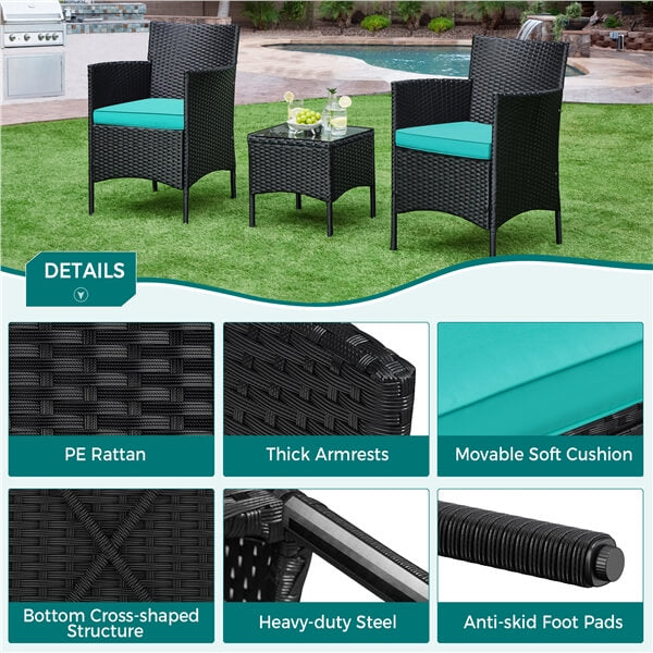 Yaheetech 3 Pieces Patio Porch Furniture Sets