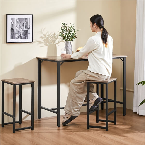 Yaheetech Counter Height Kitchen Table with Bar Stools Set of 2
