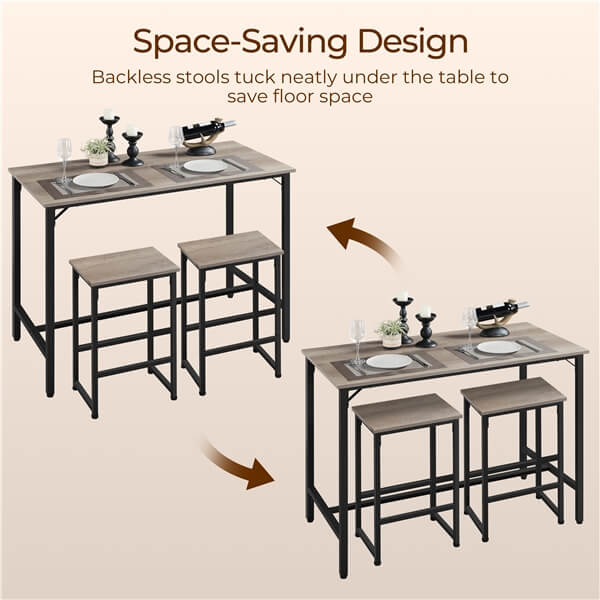 Yaheetech Counter Height Kitchen Table with Bar Stools Set of 2