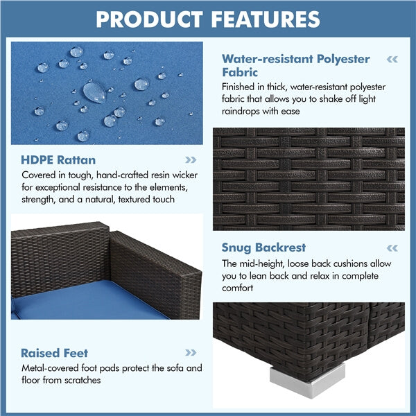 Yaheetech 3-Seat Patio Wicker Sofa