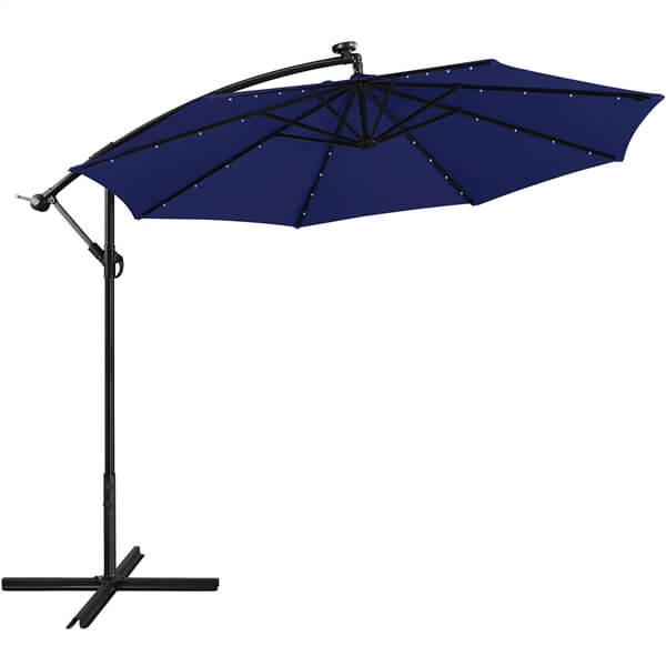 Yaheetech 10FT Solar Offset Umbrella with 32 LED Lights