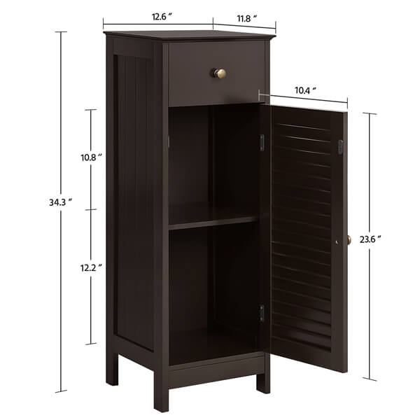 Yaheetech Wooden Free-Standing Storage Organizer Unit with Drawer and Door Cabinet