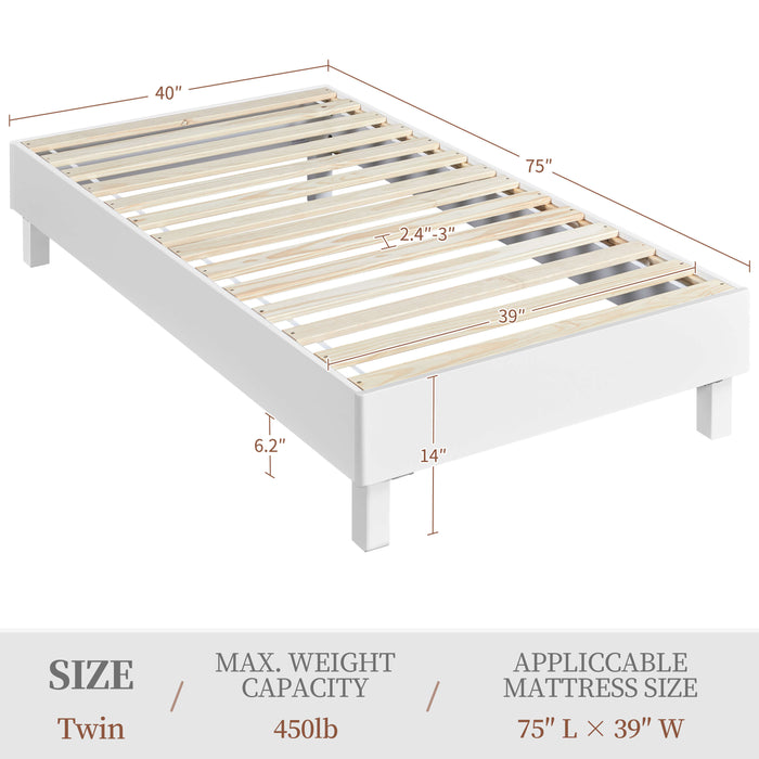 Yaheetech wooden bed frame, white 