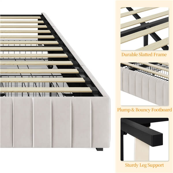 Yaheetech Upholstered Bed with Underbed 3 Storage Drawers