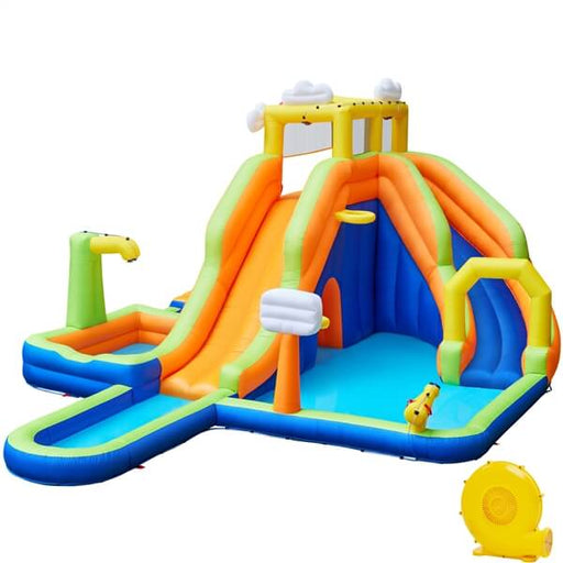 bounce house with a water slide
