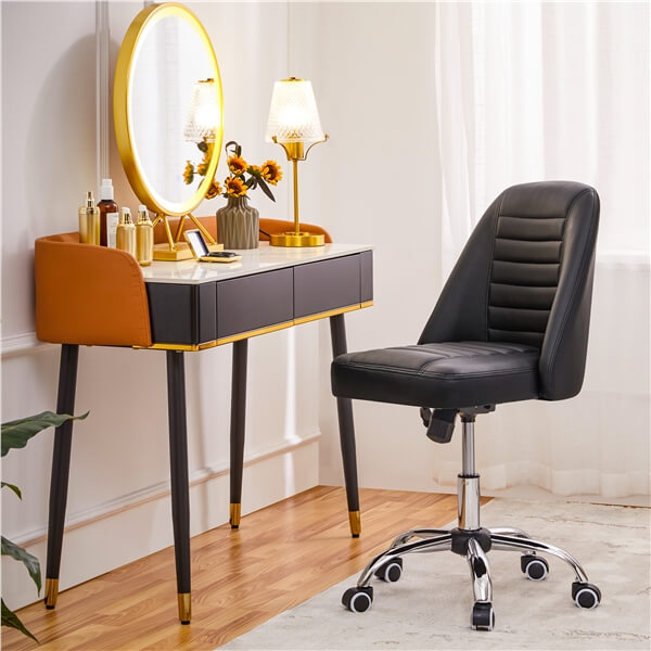 Yaheetech Mid Back PU Leather Armless Desk Office Chair