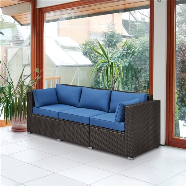 Yaheetech 3-Seat Patio Wicker Sofa