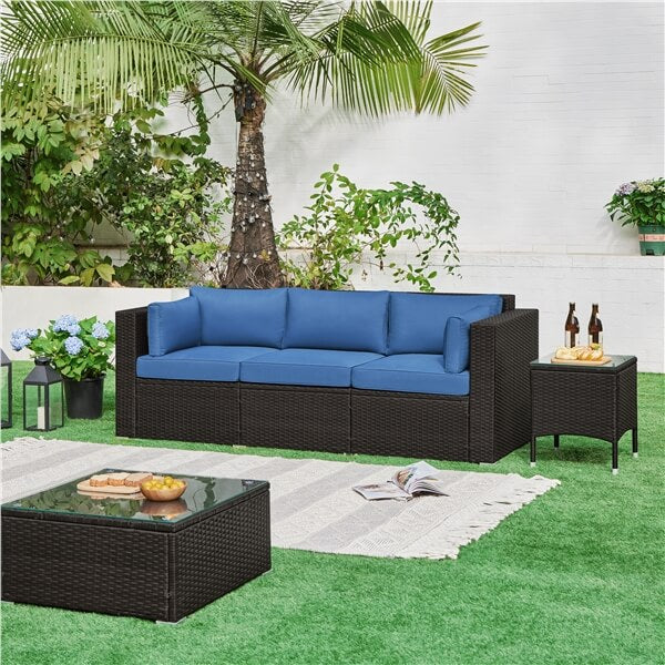 Yaheetech 3-Seat Patio Wicker Sofa