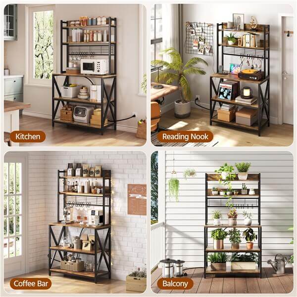 Yaheetech Kitchen Bakers Rack with Power Outlet & LED Lights