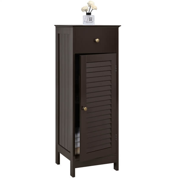 Yaheetech Wooden Free-Standing Storage Organizer Unit with Drawer and Door Cabinet