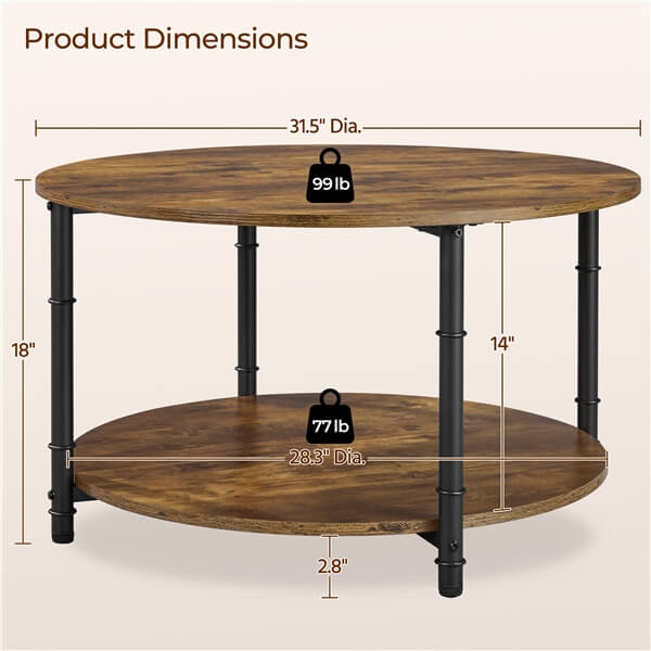 Yaheetech Round Coffee Table with Storage Shelf — yaheetech.shop