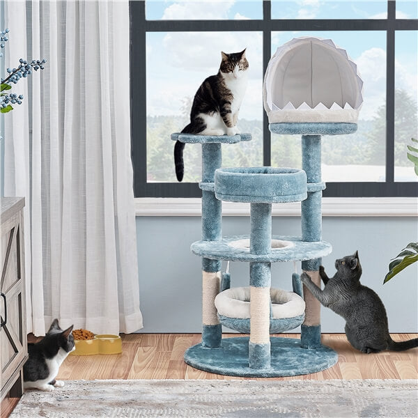 Yaheetech Plush Cat Furniture with Shark's Mouth-Shaped Nest