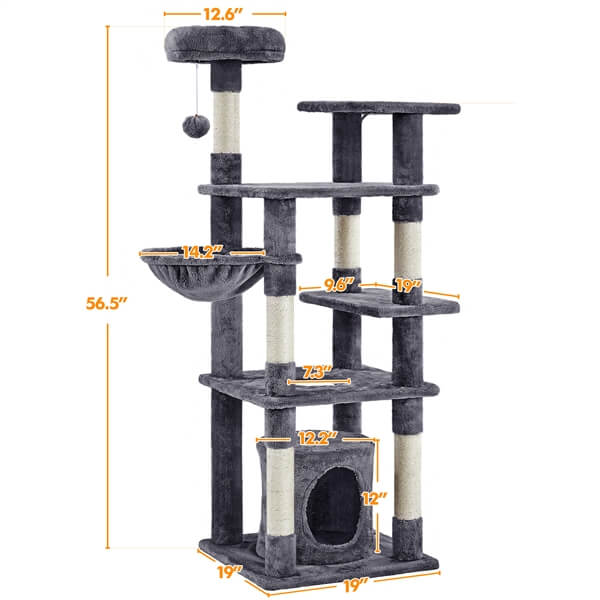 yaheetech 35.8 in plush cat tree & condo