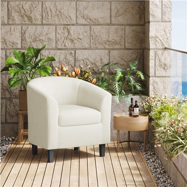 Yaheetech Corduroy Barrel Chairs Set of 2