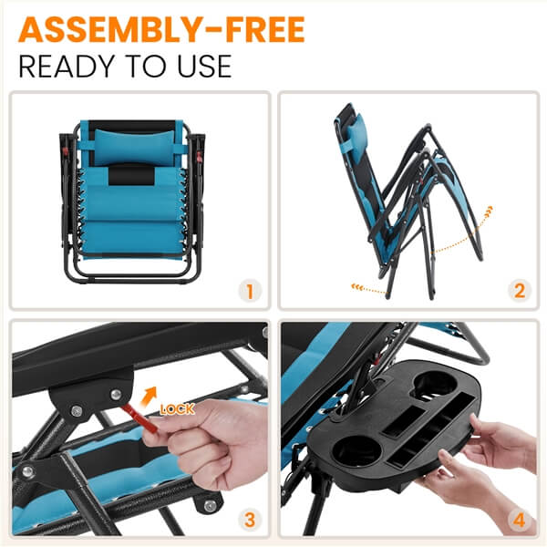 Yaheetech 29in Full Padded Zero Gravity Chair