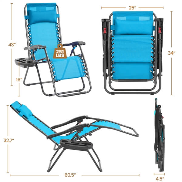 Yaheetech Outdoor Adjustable Folding Reclining Lounge Chairs