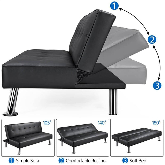 Yaheetech Black Convertible Sofa